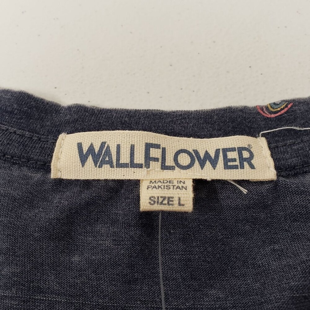 Wallflower Womens V-neck T-shirt Top Rainbow Print Blue Size Large - Picture 4 of 9